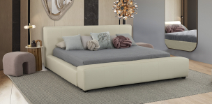 Cama King Size Piel Camerún CL Hueso