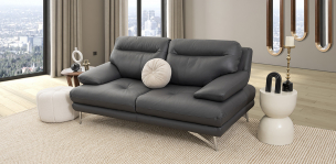 Sofá 2 Plazas Piel Match Colette Dark Grey  (Boal)