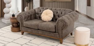 Sofá 2 Plazas Bonded Leather Begonia Gris