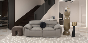 Sofá 2 Plazas Piel Wickens Gris Oscuro