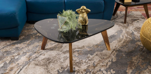 Mesa De Centro Stone Ark Dorado Mediana