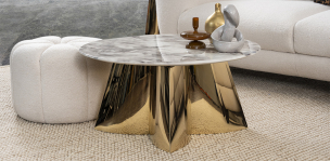 Mesa De Centro Redonda Spring Dorado