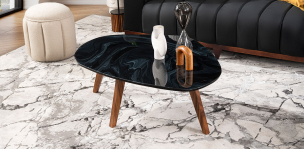 Mesa De Centro Cuarzo Golden Negro Grande