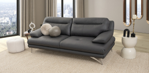 Sofá 3 Plazas Piel Match Colette Dark Grey  (Boal)