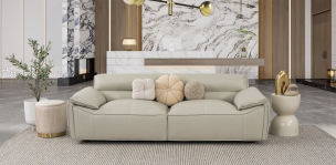 Sofá 3 Plazas Piel Wickens Gris Claro