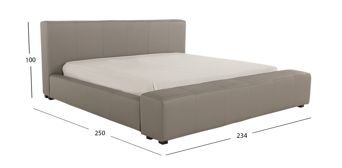 Cama King Size Piel Camerún CL Gris Silver