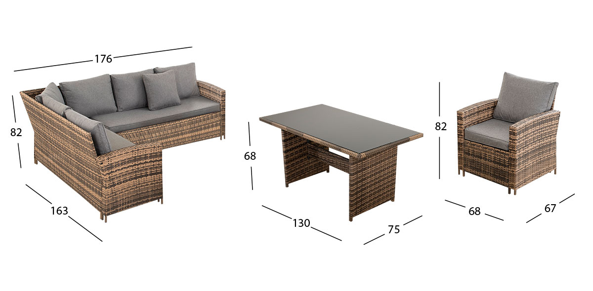 Set De Jardín Rattan Terra Gris