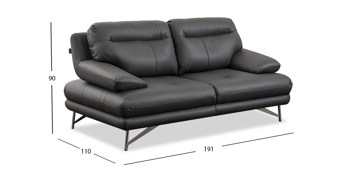 Sofá 2 Plazas Piel Match Colette Dark Grey  (Boal)