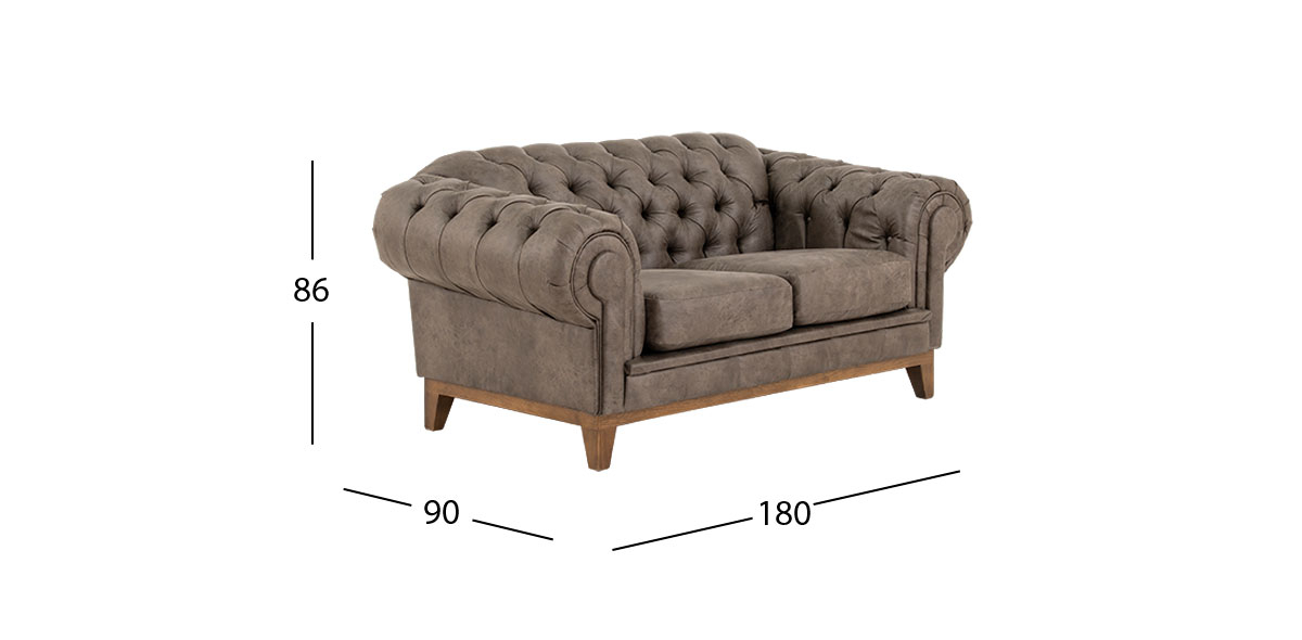 Sofá 2 Plazas Bonded Leather Begonia Gris