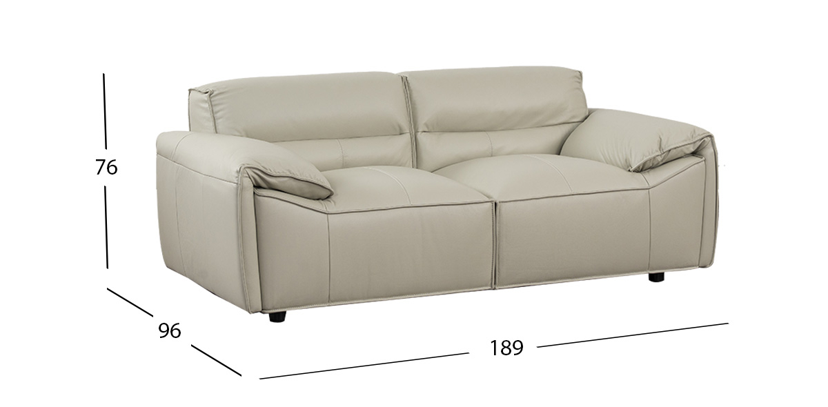 Sofá 2 Plazas Piel Wickens Gris Claro