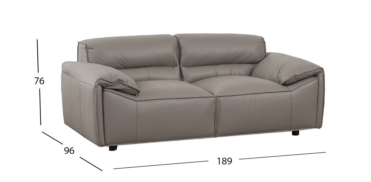 Sofá 2 Plazas Piel Wickens Gris Oscuro