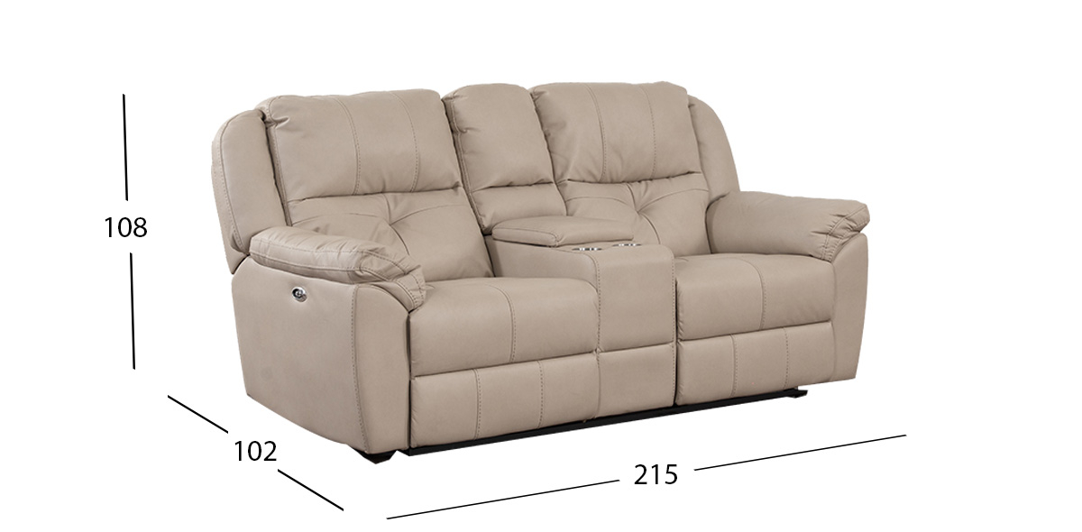 Sofá 2 Plazas Con Reclinables Eléctricos Y Consola Prescot Air Beige