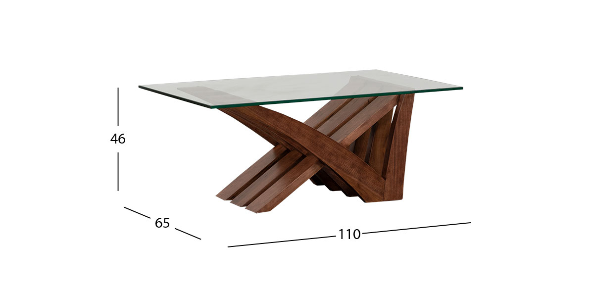 Mesa De Centro Cristal Andra Café