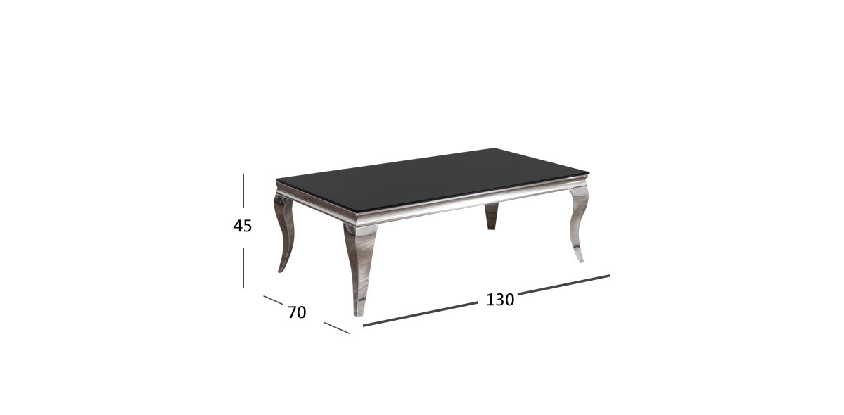 Mesa de Centro Rectangular Elenor Negro Cristal