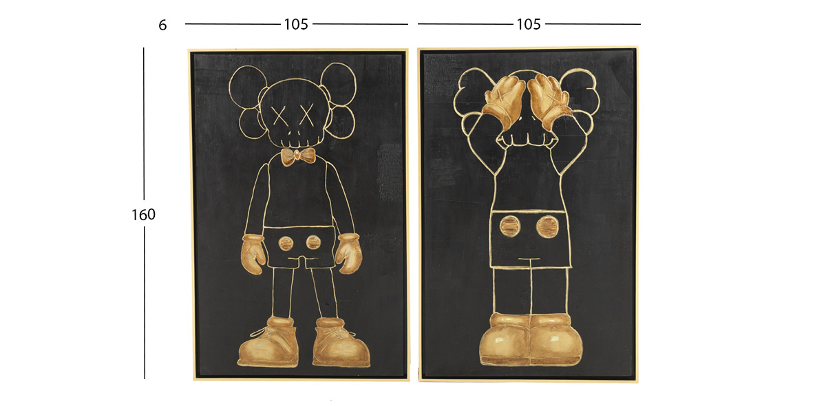 Cuadro Decorativo Al Oleo Kaos CL Negro 2 Piezas