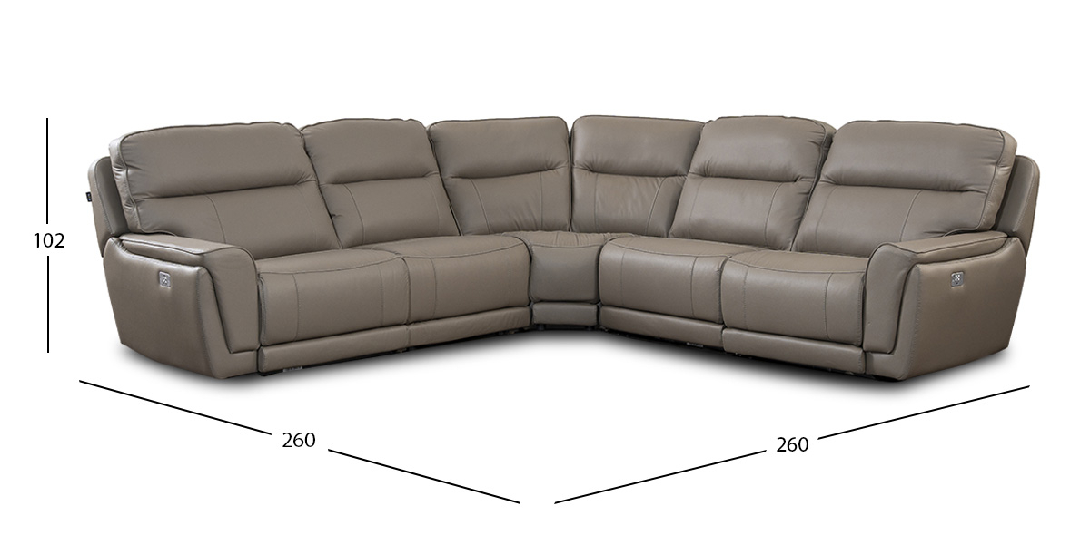 Sala Reclinable Modular Piel Darno Promo Gris (Boal)