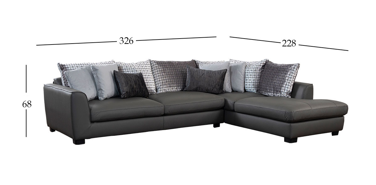 Sala Modular Derecha Piel Surf Gris (Boal)