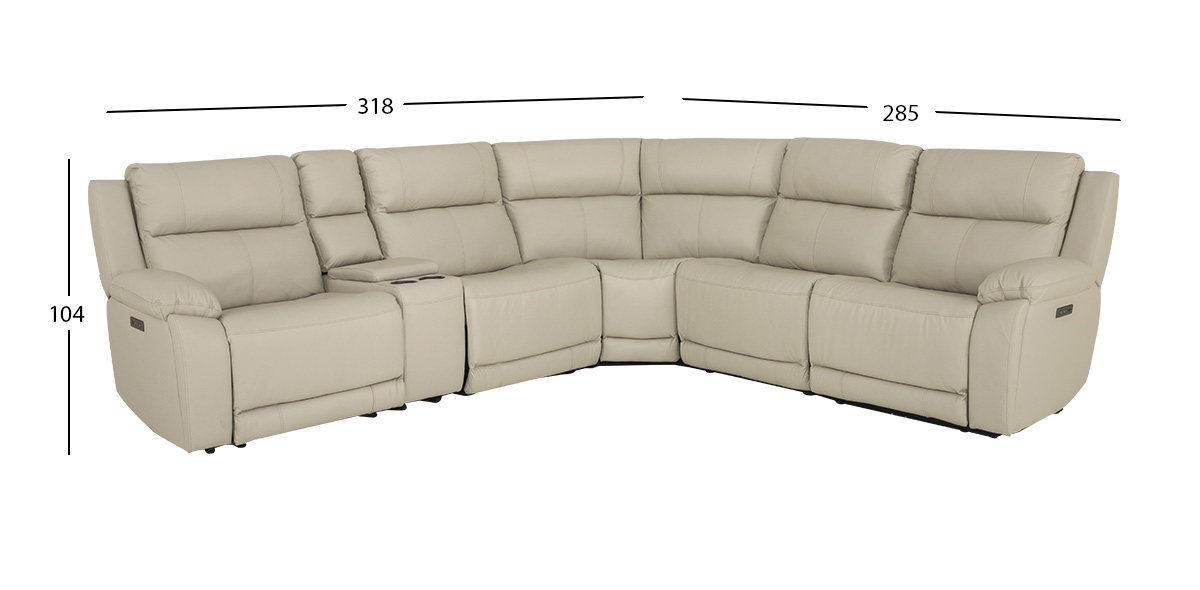 Sala Modular Con Reclinables Eléctricos De Piel Alberta Beige