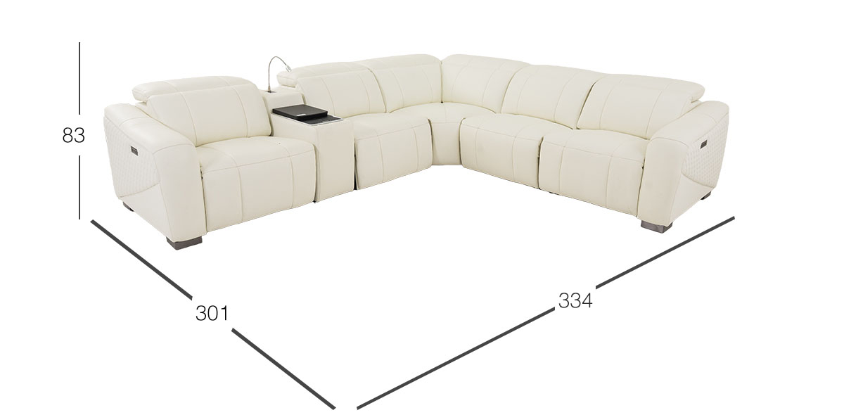 Sala Modular De Piel Con Reclinables Eléctricos Y Sistema De Refrigeración Brescia Beige