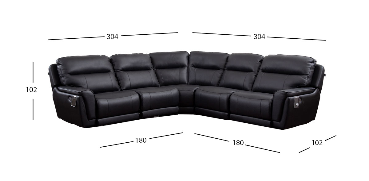 Sala Reclinable Modular Piel Darno Negro (Boal)