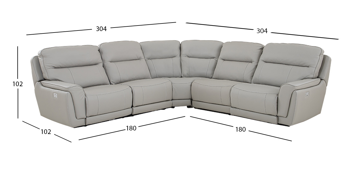 Sala Reclinable Modular Piel Darno Gris (Boal)