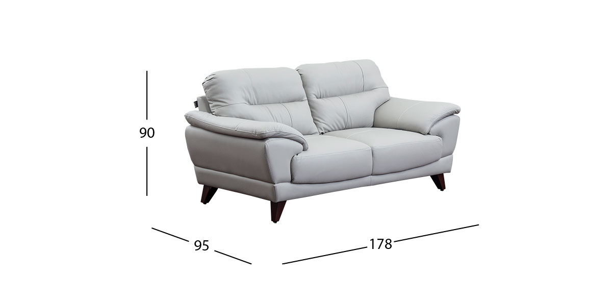 Sofá 2 Plazas Piel Match Soria Silver (Boal)