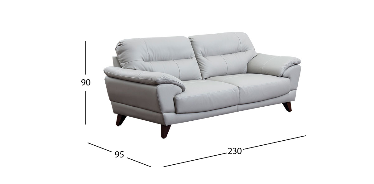 Sofá 3 Plazas Piel Match Soria Silver  (Boal)