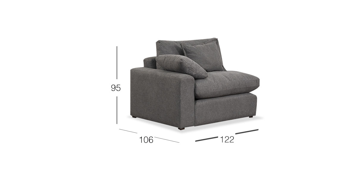 Sillón Con Brazo Izquierdo Romelly Gris