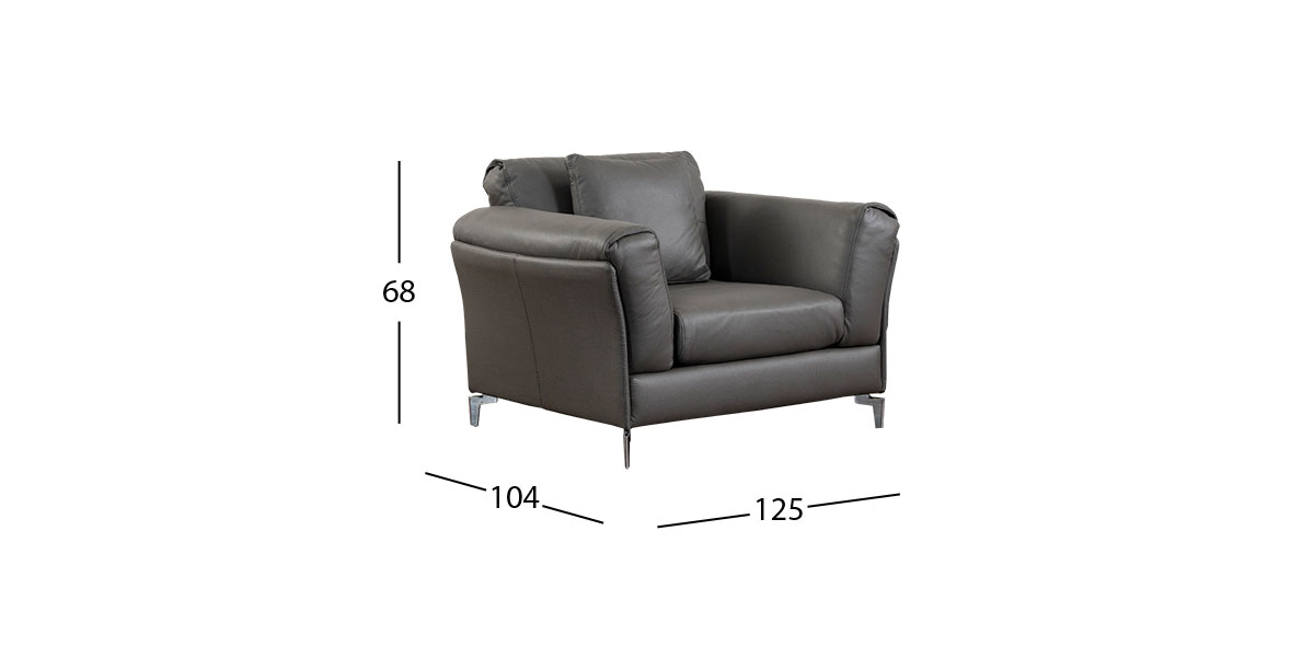 Sillón Piel Kenai Gris (Boal)