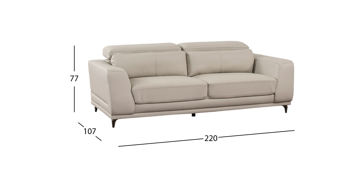 Sofá 3 Plazas Piel Lecce Beige