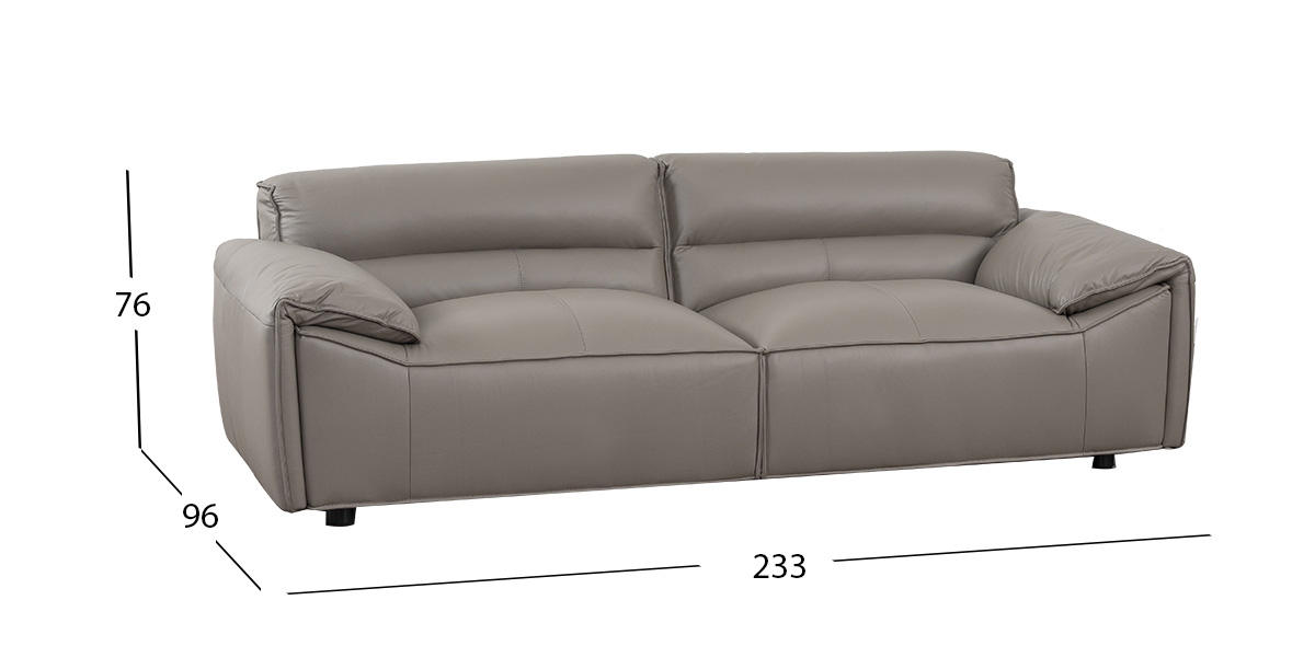 Sofá 3 Plazas Piel Wickens Gris Oscuro