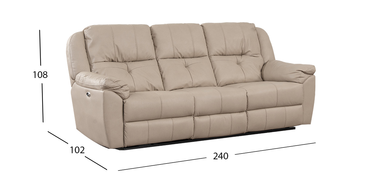 Sofá 3 Plazas Con Reclinables Eléctricos Prescot Air Beige