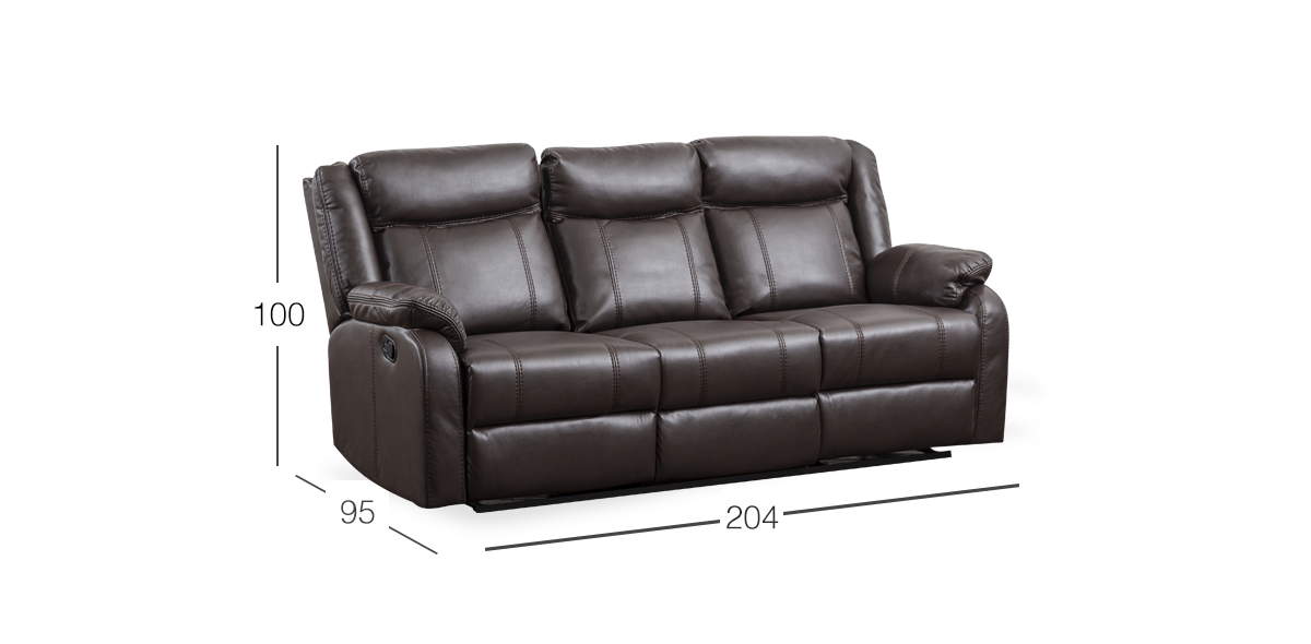 Sofá 3 Plazas Reclinable Wagner Chocolate
