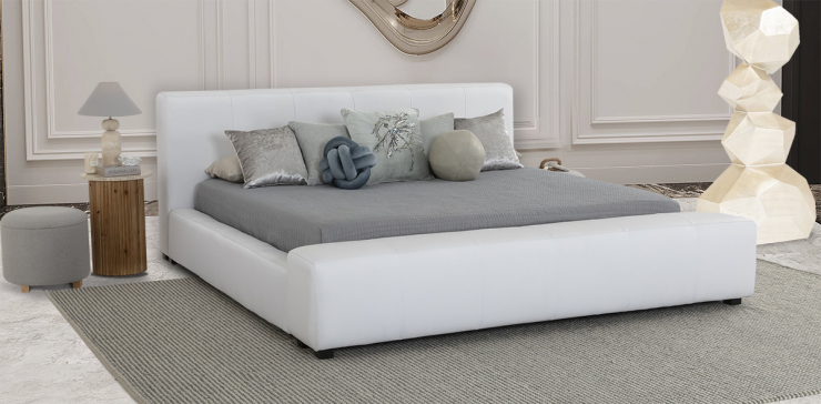 Cama King Size Piel Camerún CL Blanco