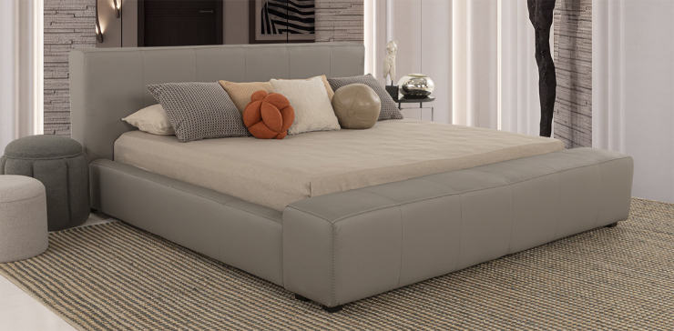 Cama King Size Piel Camerún CL Gris Silver