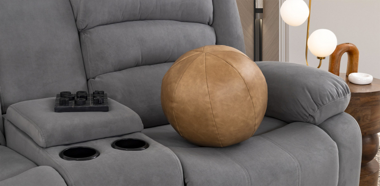 Cojín Decorativo Piel Esfera Elche Café