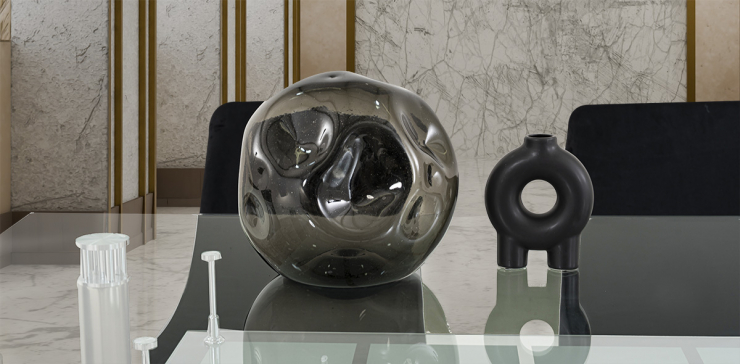 Esfera Decorativa Cristal Zirconia Gris Humo Grande