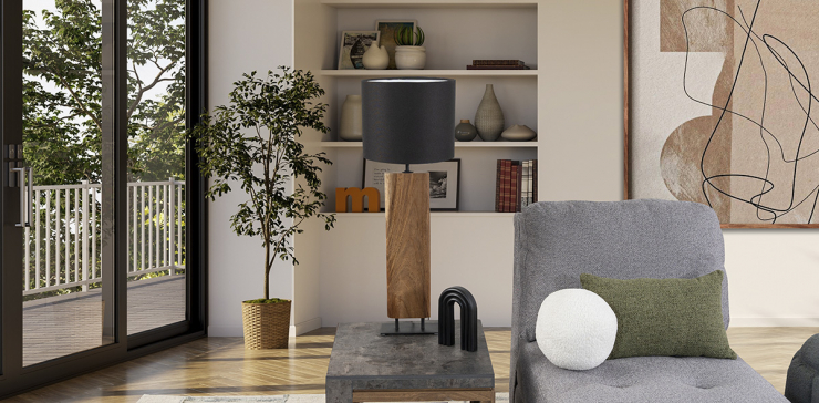 Lámpara De Mesa Parota Tamara Negro