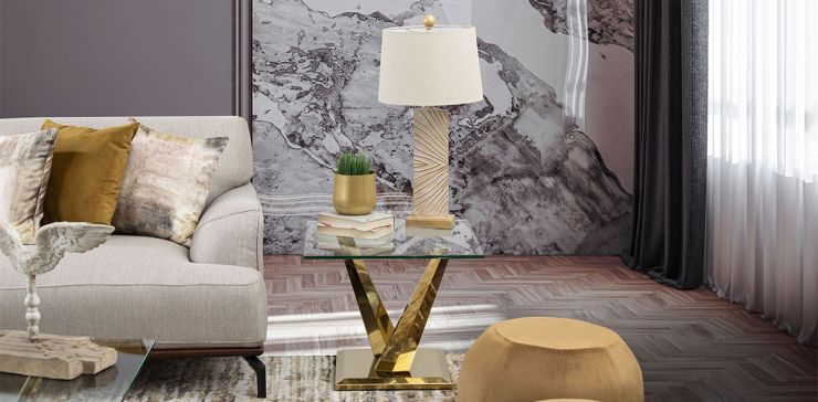 Mesa Lateral Cuadrada Royal Gold LV