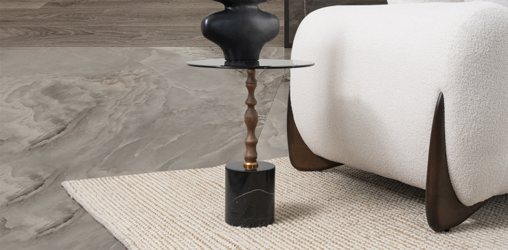Mesa Lateral Redonda Cristal Murk Negro