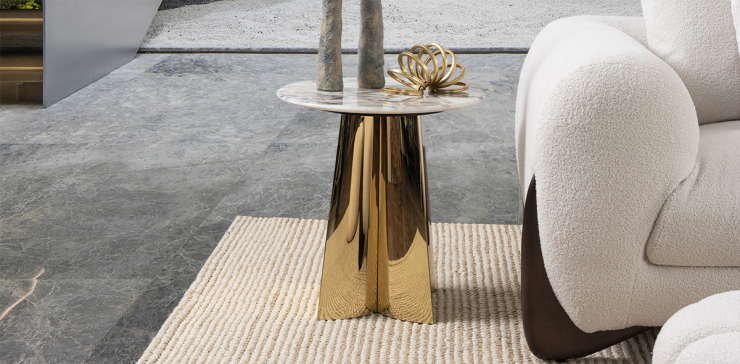 Mesa Lateral Redonda Spring Dorado
