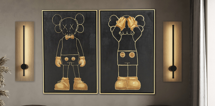 Cuadro Decorativo Al Oleo Kaos CL Negro 2 Piezas