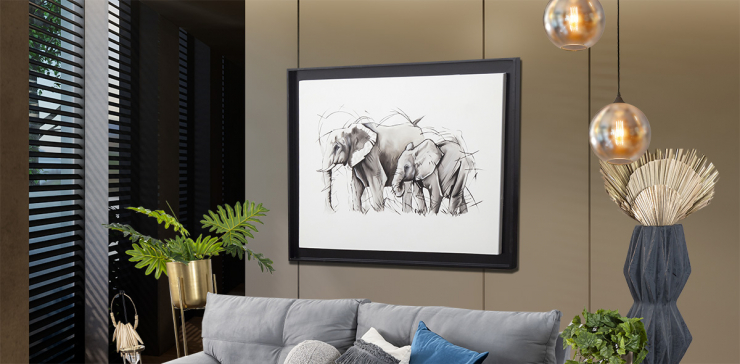 Pintura Al Oleo Elephant Tela Gris