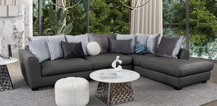 Sala Modular Derecha Piel Surf Gris (Boal)