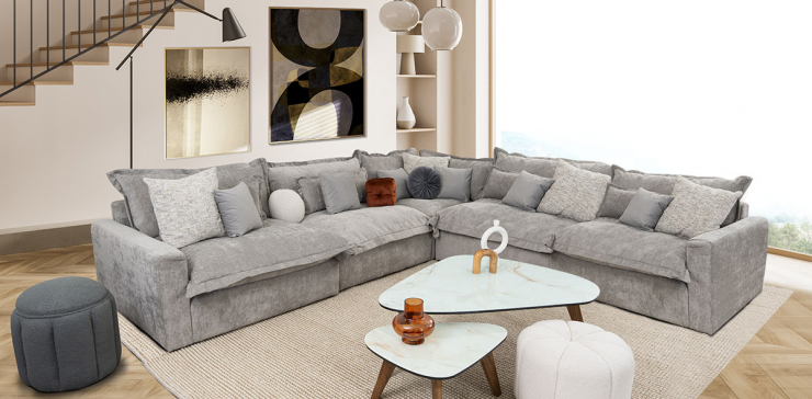 Sala Mariel Gris 5 Piezas