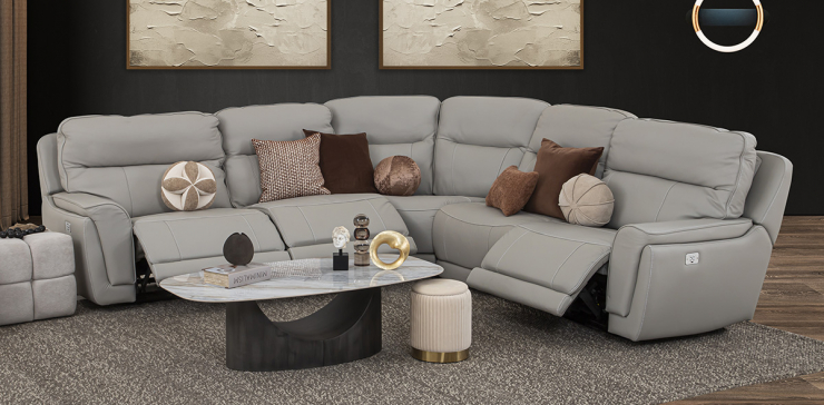 Sala Reclinable Modular Piel Darno Gris (Boal)