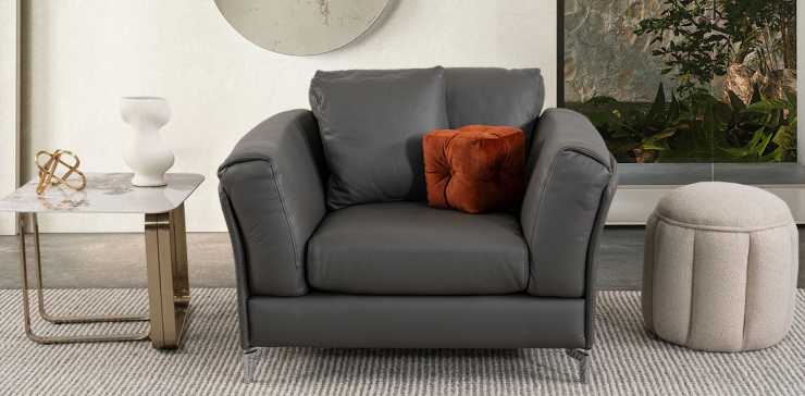 Sillón Piel Kenai Gris (Boal)