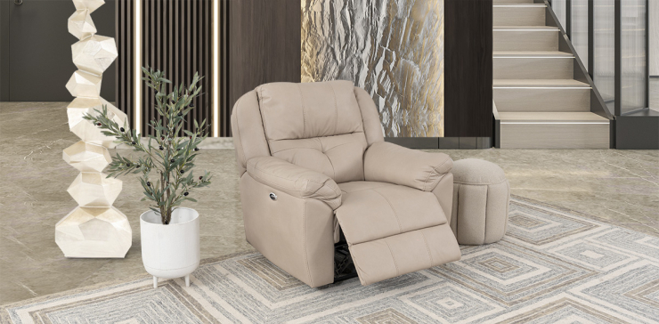 Sillón Con Reclinable Eléctrico Prescot Air Beige